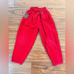 Vintage Banana Split Red Corduroy Barrel Kids Pants. Neutral Gender
